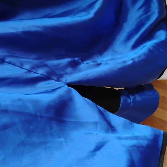 π Vintage Chinese 100% Dragon COBALT BLUE Embroidered KIMONO SHIRT Sz XL EVC - Picture 9 of 13